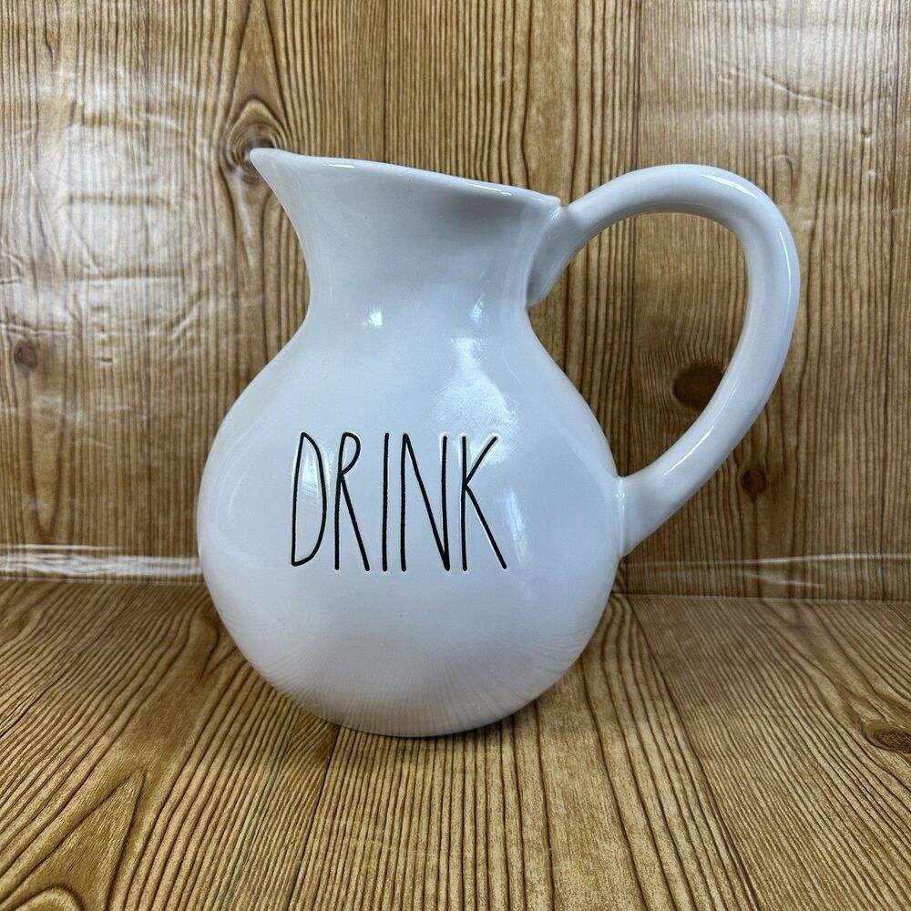Rae Dunn Artisan Collection Drink Pitcher  10” Tall Ceramic Approx 60 Oz‎